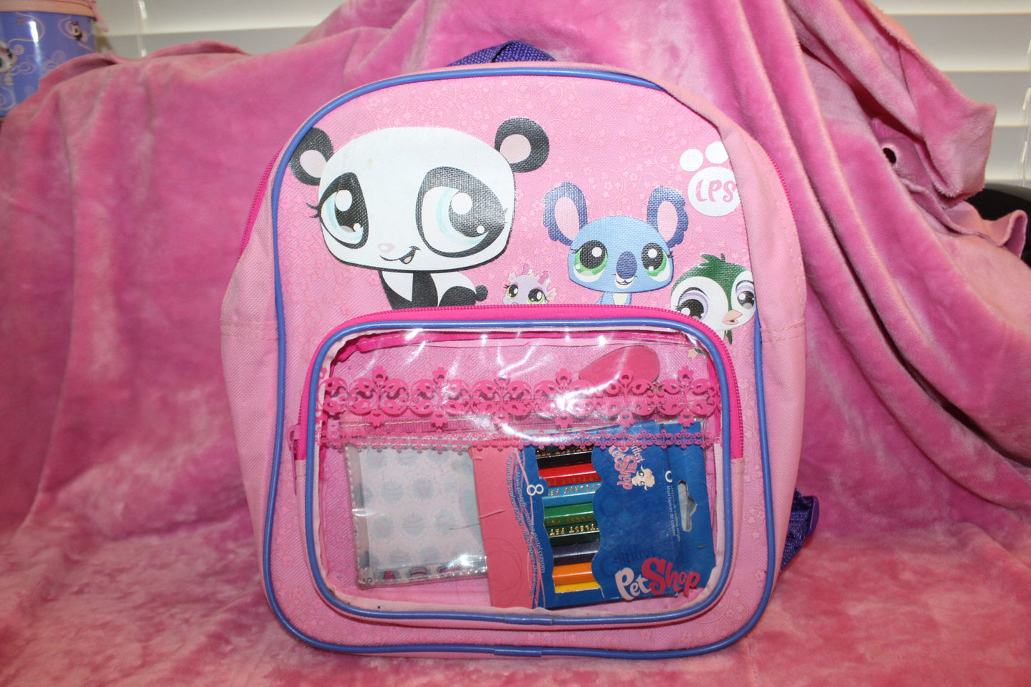 Authentic LPS RARE Backpack Bag Accessory with pencil pouch and colored pencils