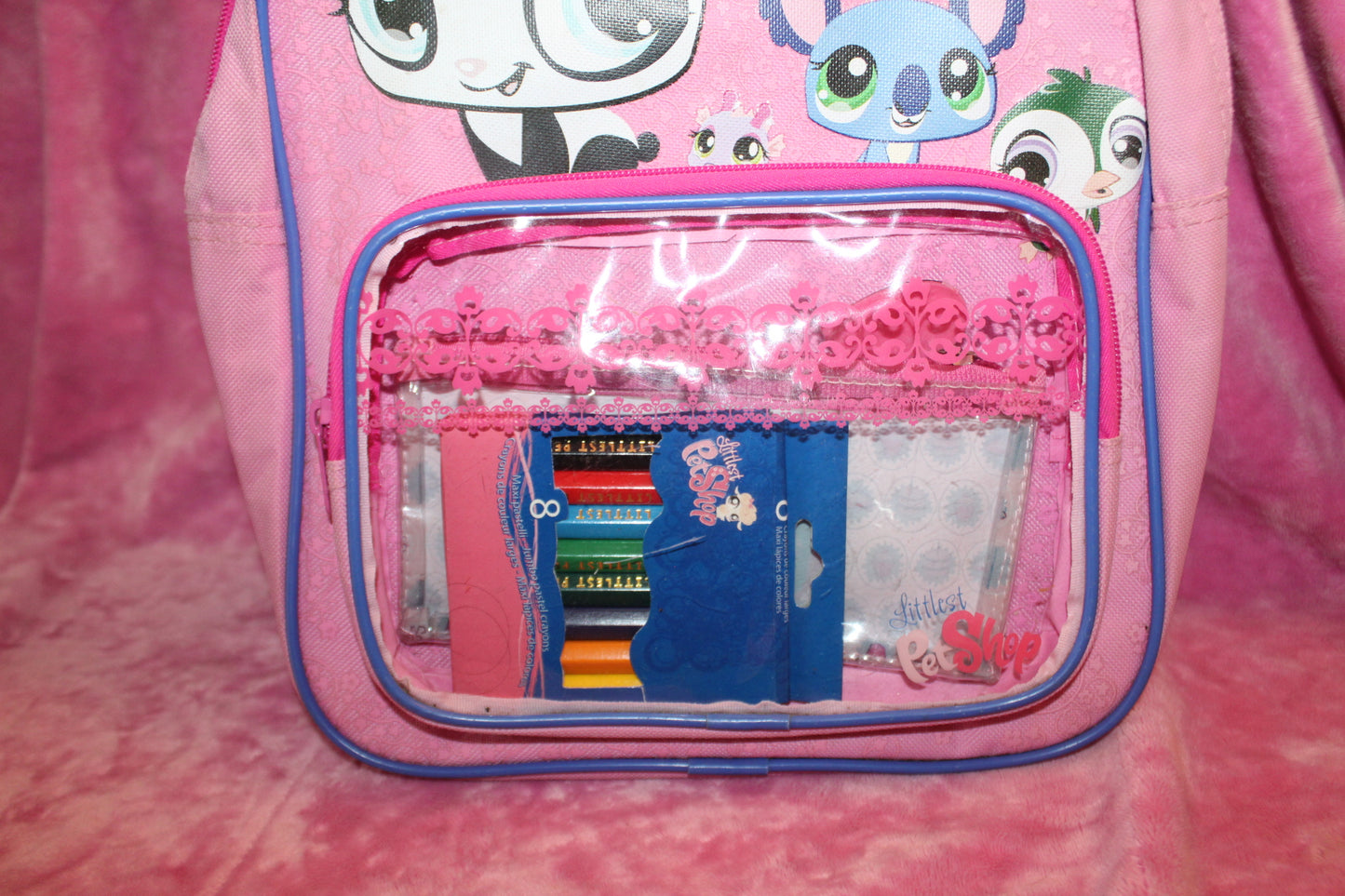 Authentic LPS RARE Backpack Bag Accessory with pencil pouch and colored pencils